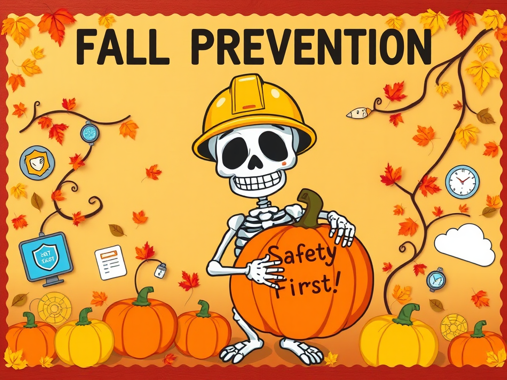 Fall Safety Bulletin Board with Tech Theme