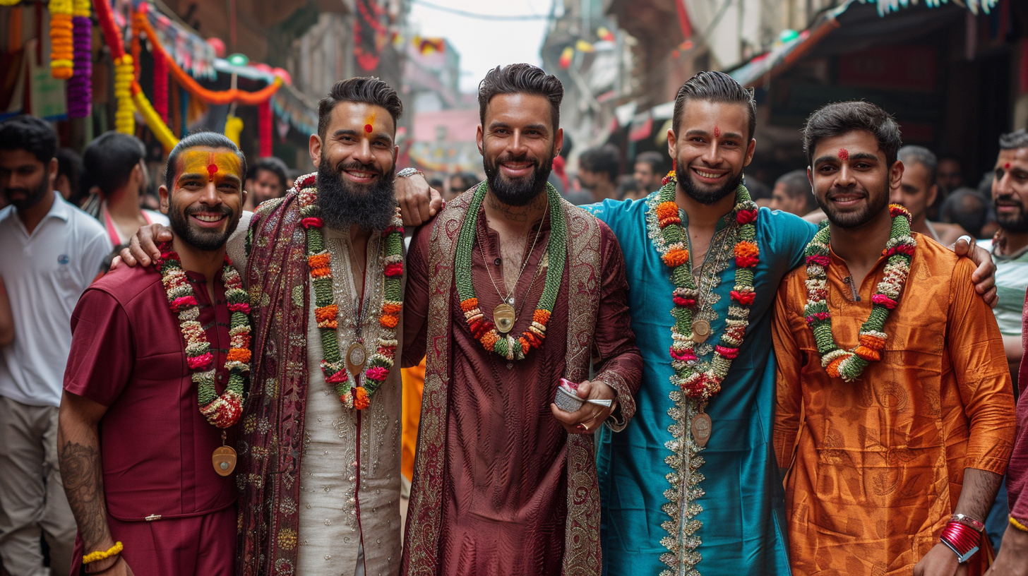 Famous footballers in Indian attire celebrate Ganesh festival.