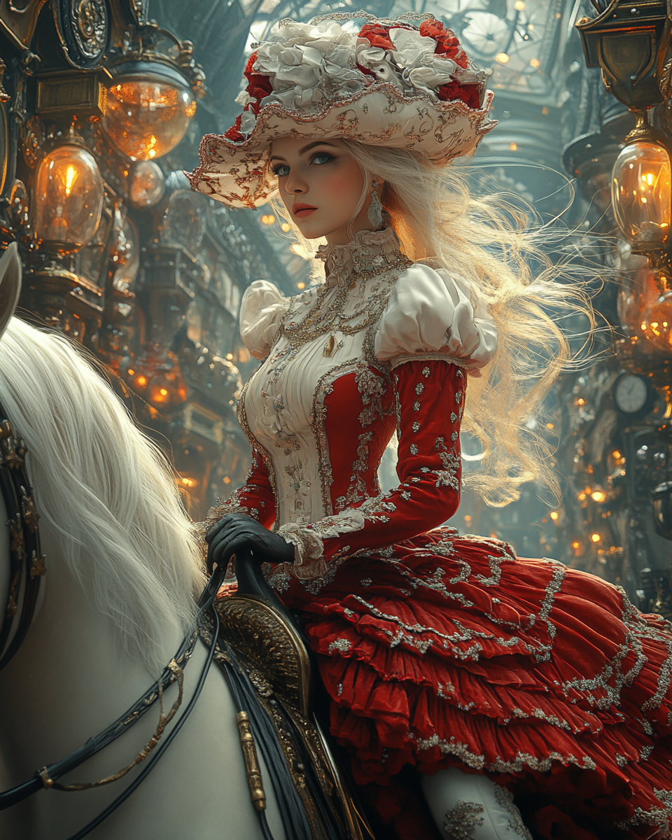 Fantasy Girl Carousel Horse Magical Scene Octane Render