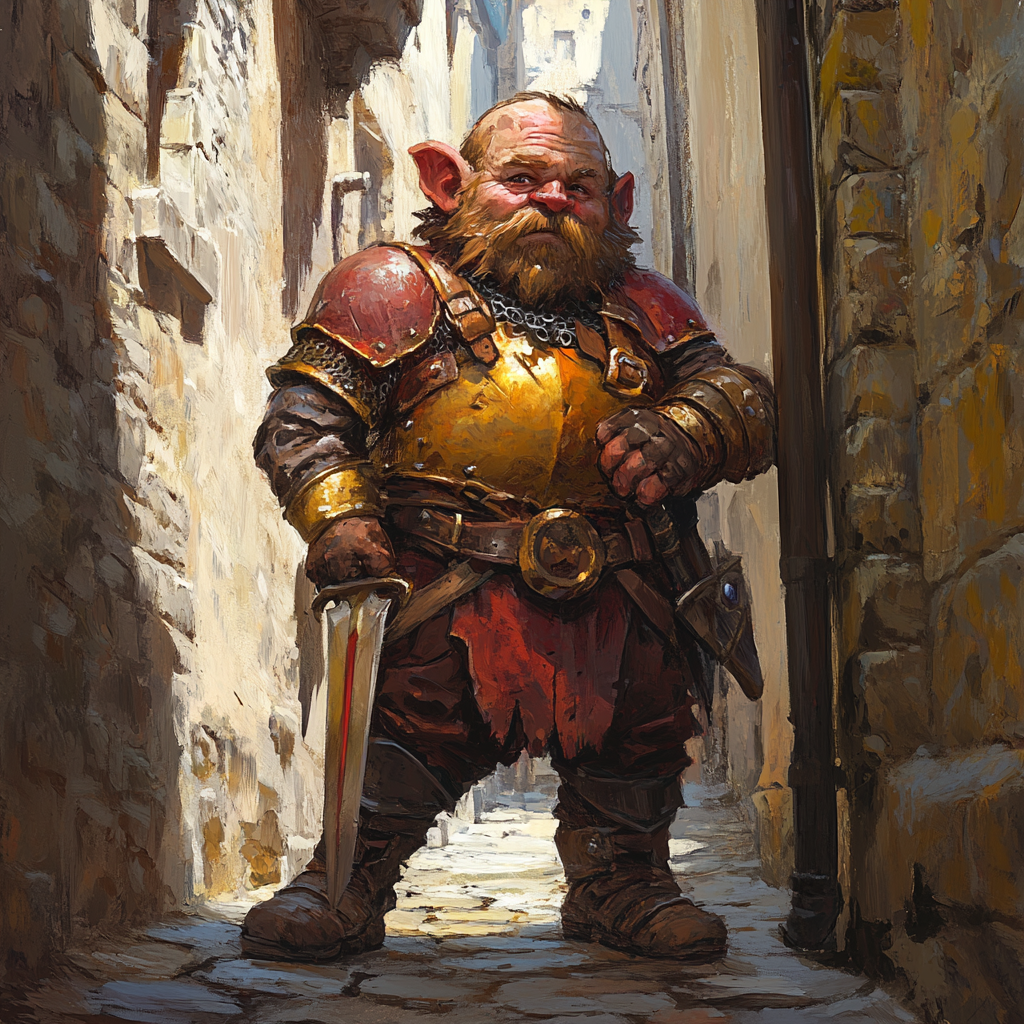 Fantasy Gnome Warrior in Leather Armor