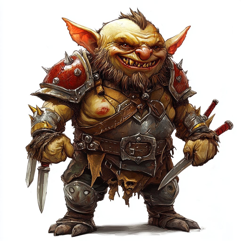 Fantasy Gnome Warrior with Knives and Leather Armor