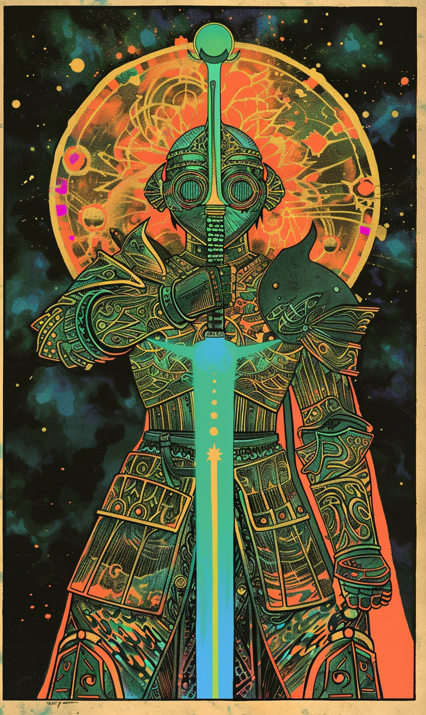 Fantasy Knight with Laser Sword Trading Card