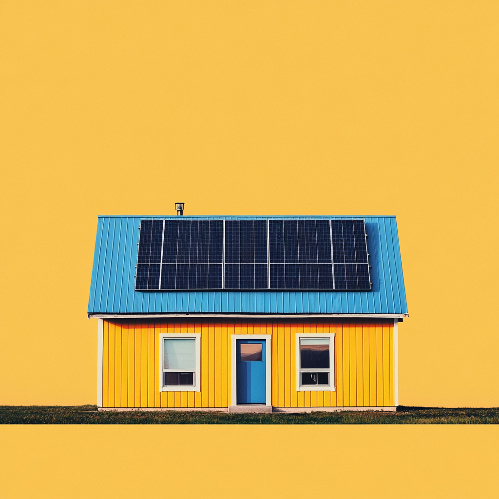 Farm home in Alberta with solar panels