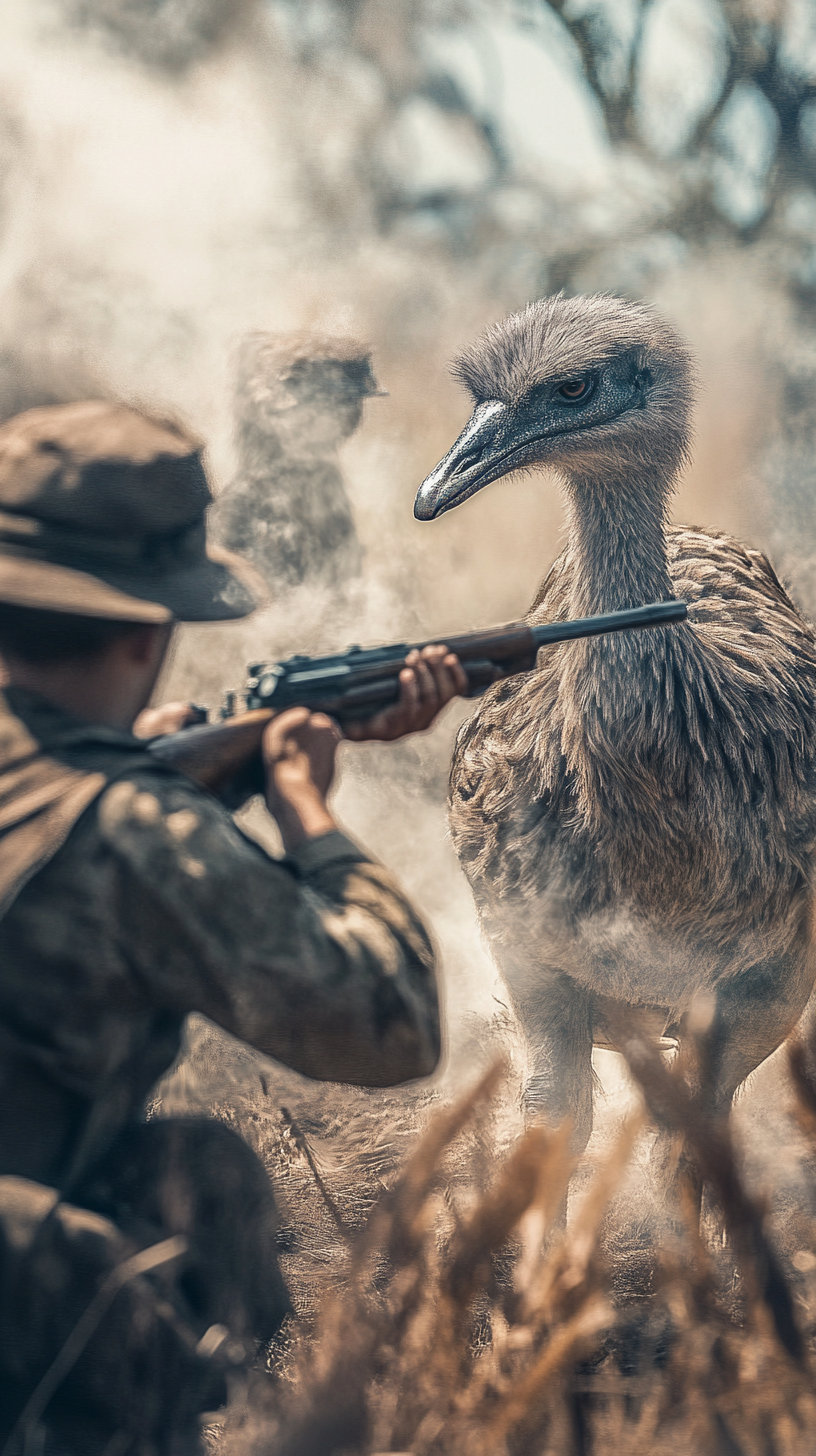 Farmers seek soldiers to control emu population invasion.