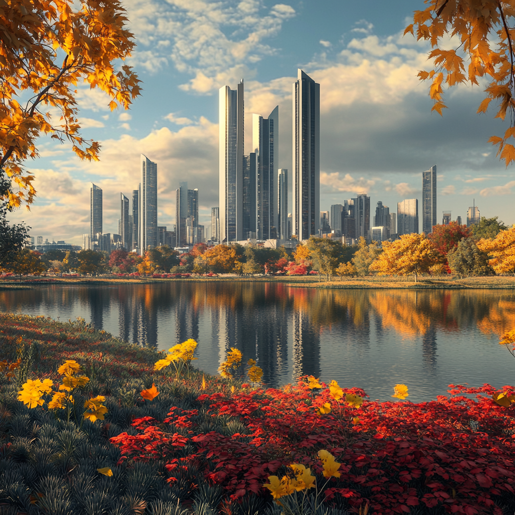 Fascinating 3D render of Abu Dhabi city skyscrapers.