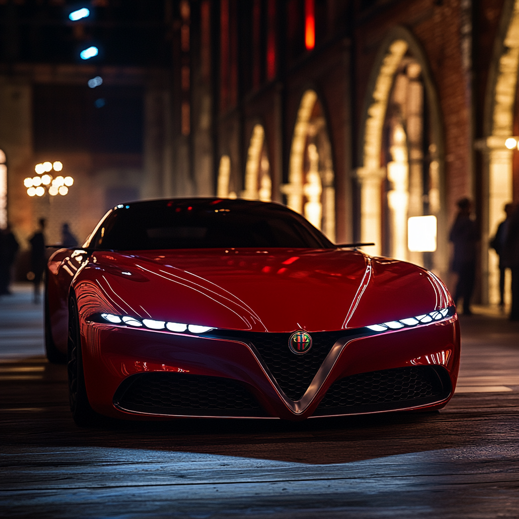 Fashion editorial: Alfa Romeo SZ presentation in Venice.