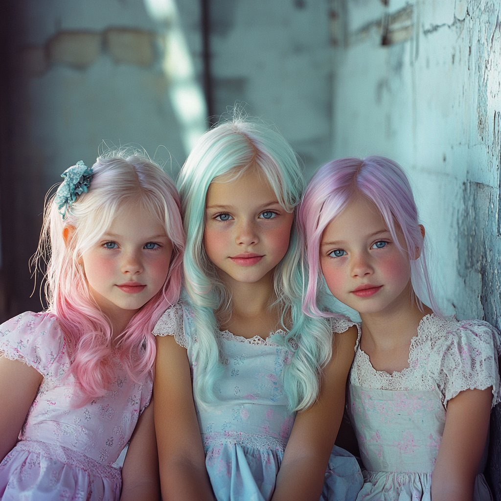 Fashion shoot for hair care ad with diverse girls.