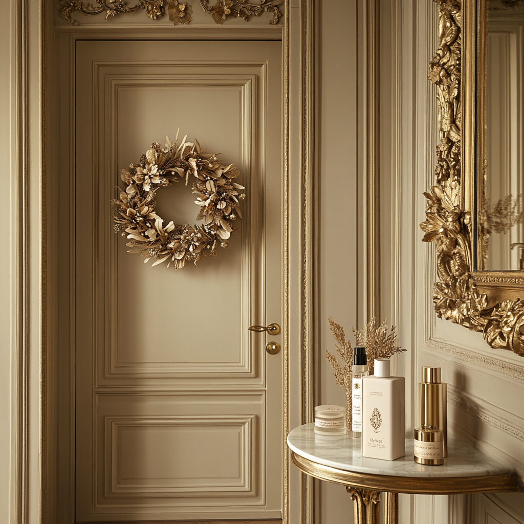 Festive Cardboard Wreath in Beautiful Gold Room