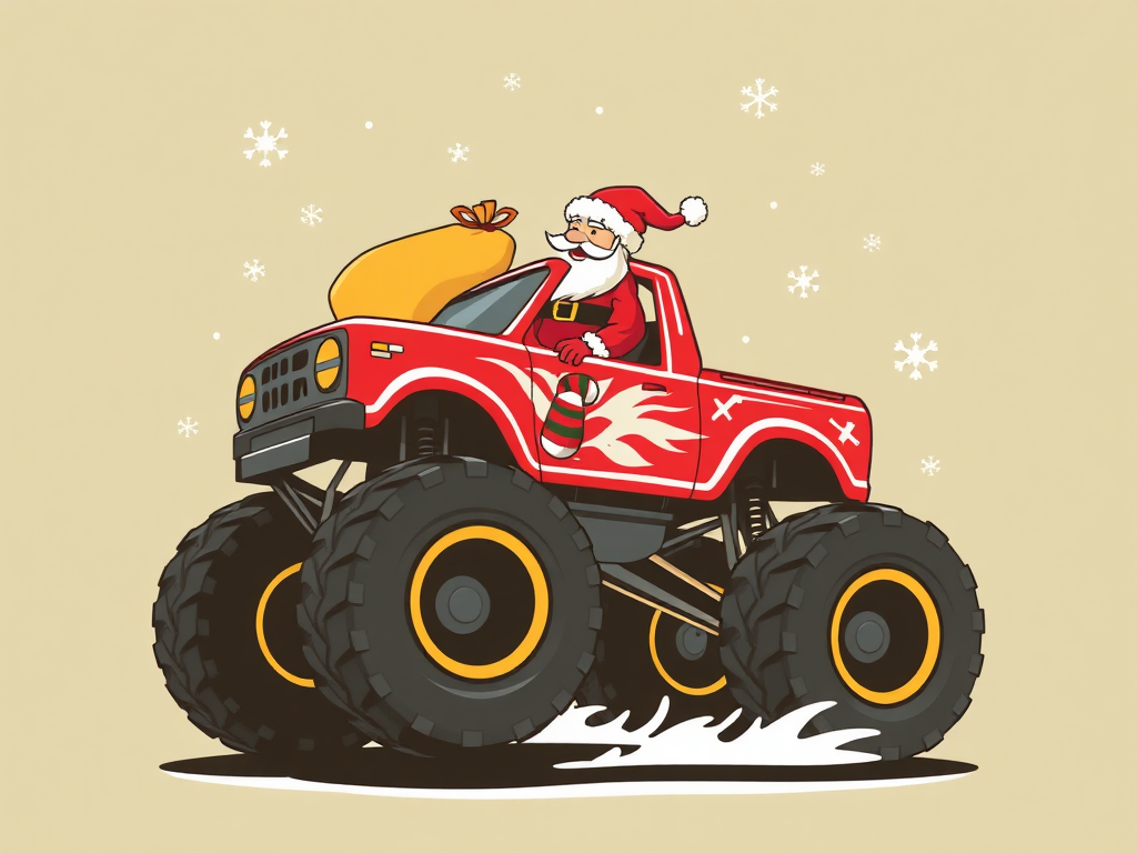 Festive Santa Claus Monster Truck Design