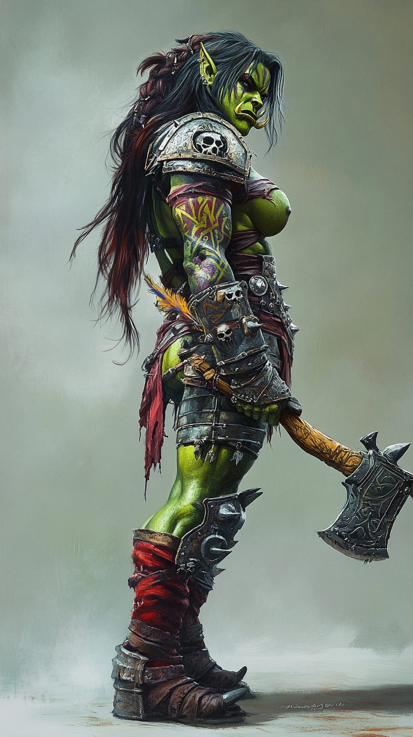 Fierce Female Orc Warrior Fantasy Art 