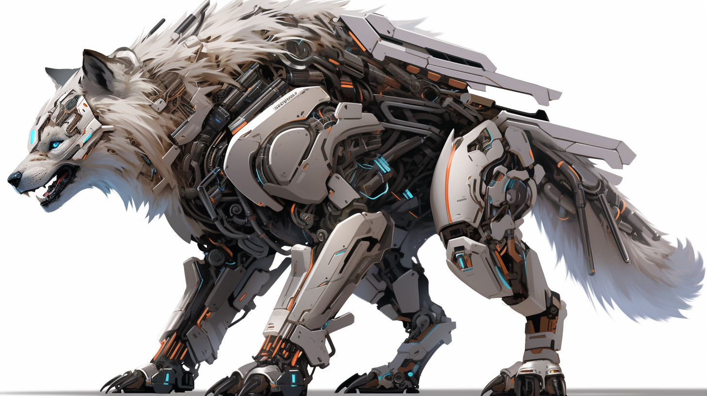 Fierce Wolfhound in Anime with Mechanical Parts