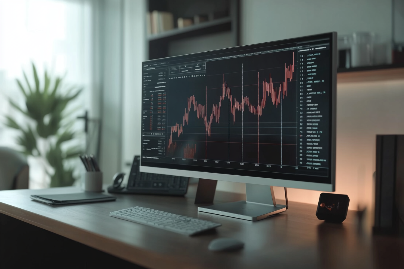 Financial Graph Shows Changing Interest Rates in Modern Office