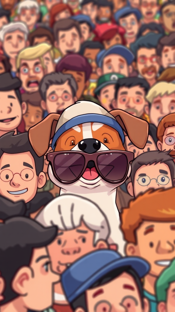 Find the dog with glasses and hat game.