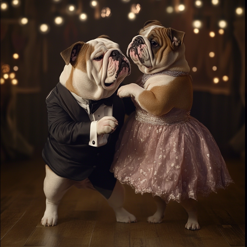 Finely Dressed Bulldog Slow Dances at Prom 