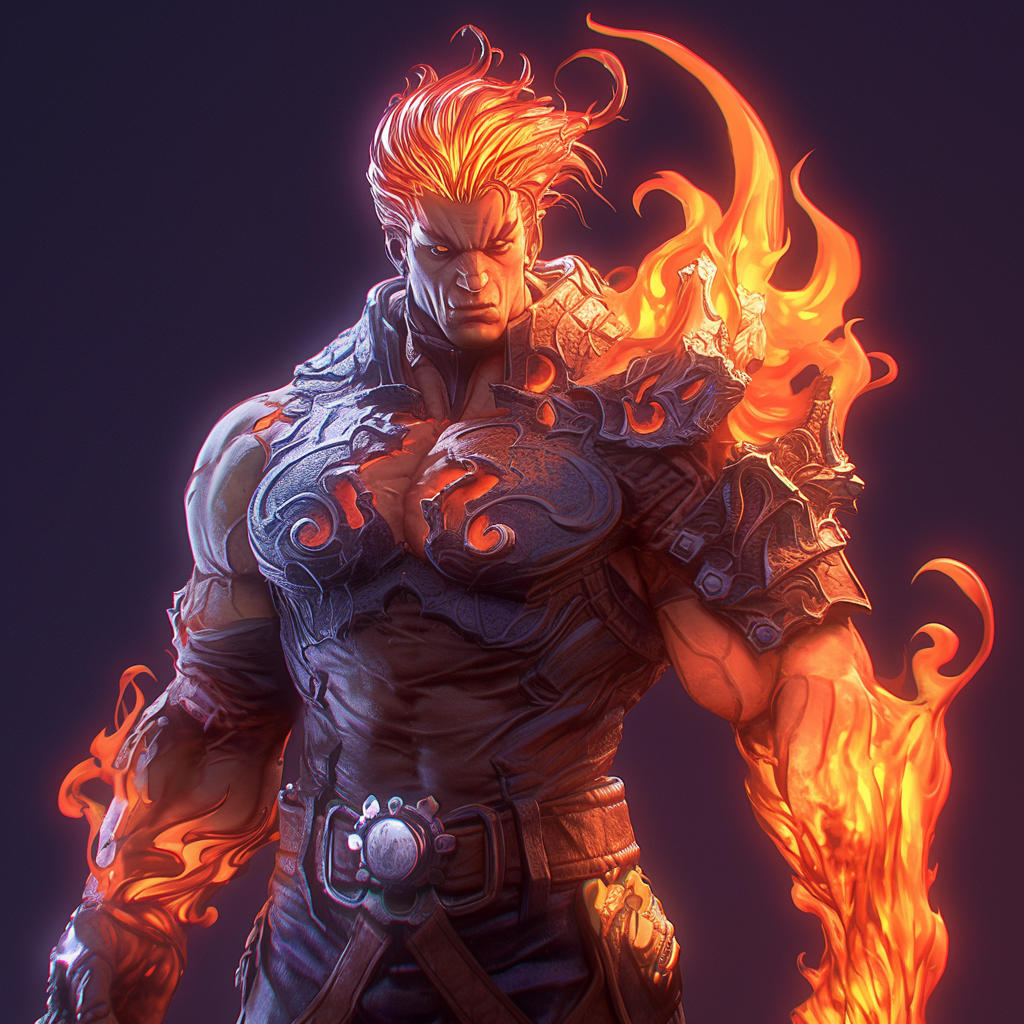 Fire giant Heat Miser in epic warrior pose