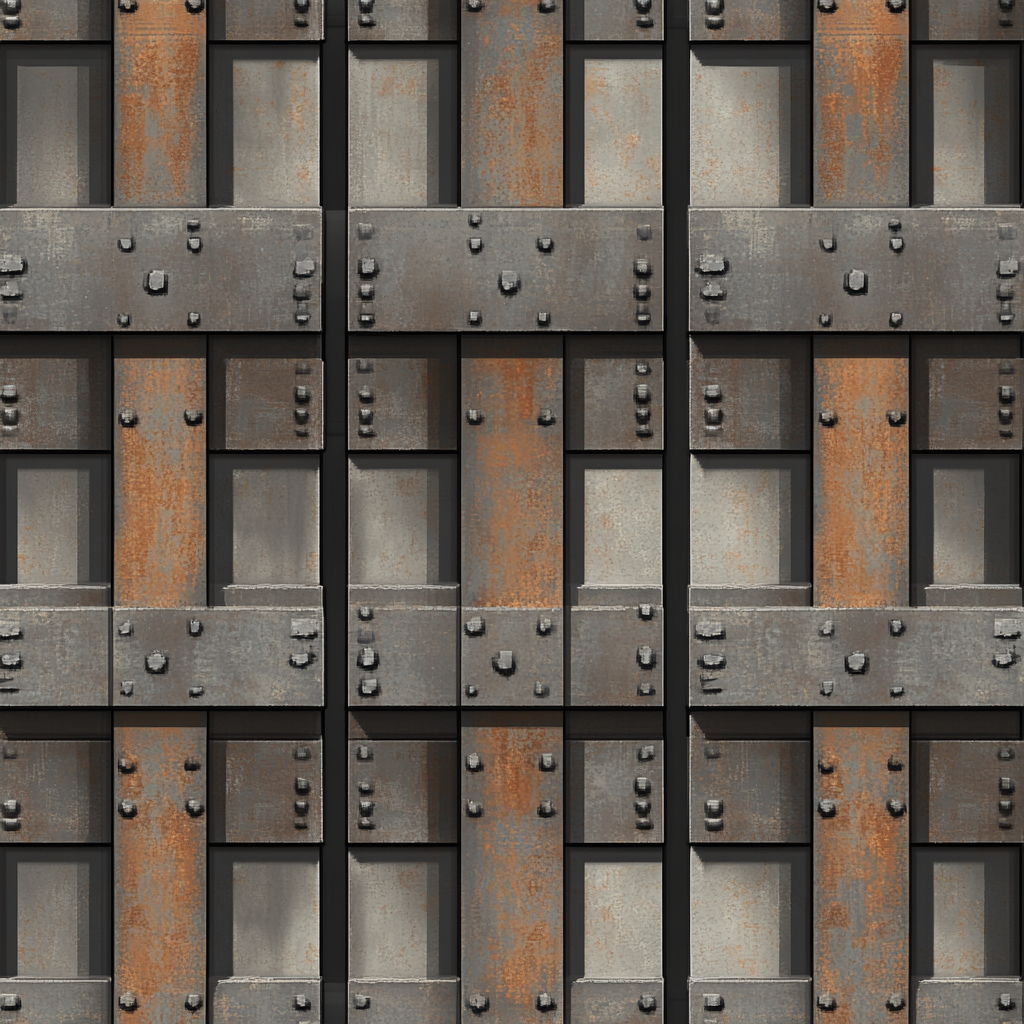 Flat Pixel Art Texture of Steel Beam Surface