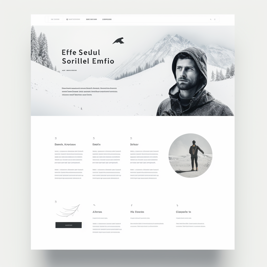 Flat design of memorial portfolio page with black white.