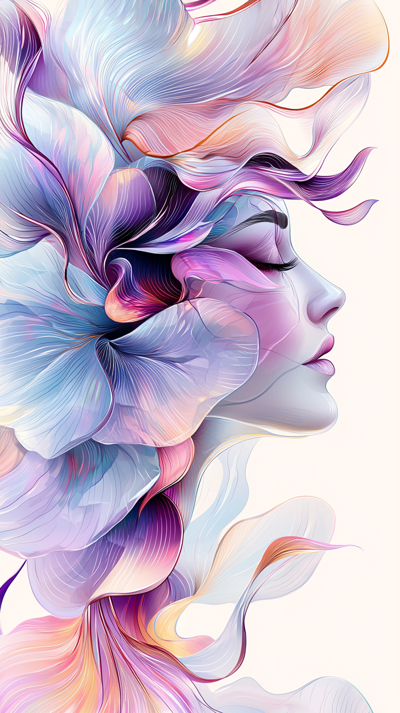 Floral Hair Woman: Ethereal Beauty in Sunset Tones