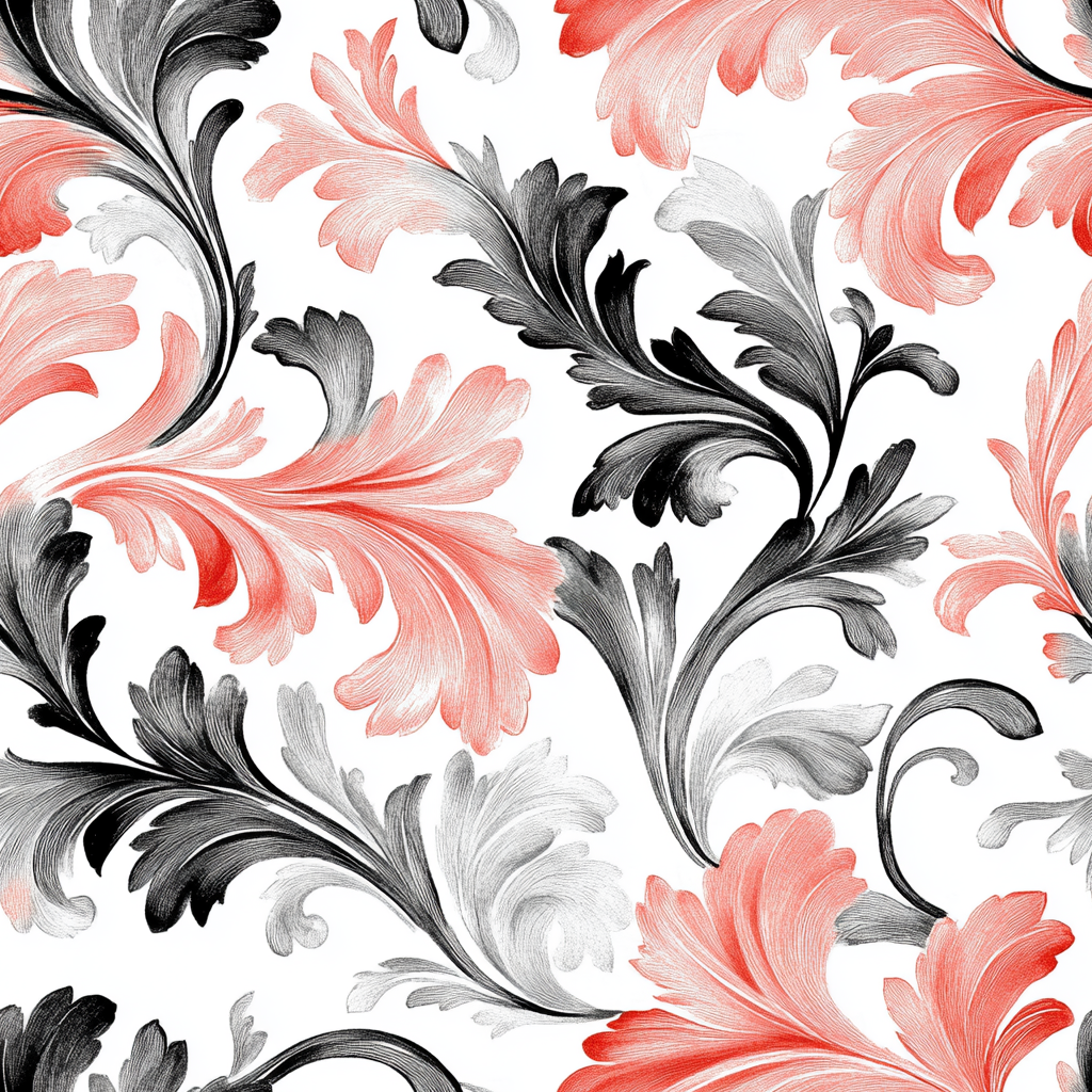 Floral Pattern with Leaves in Watercolor Style