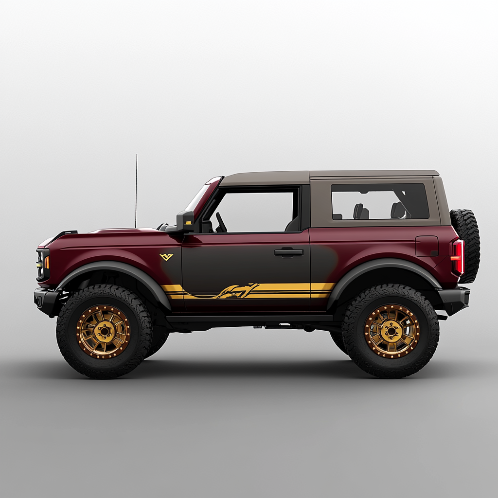 Florida Seminoles inspired design for grey Ford Bronco.