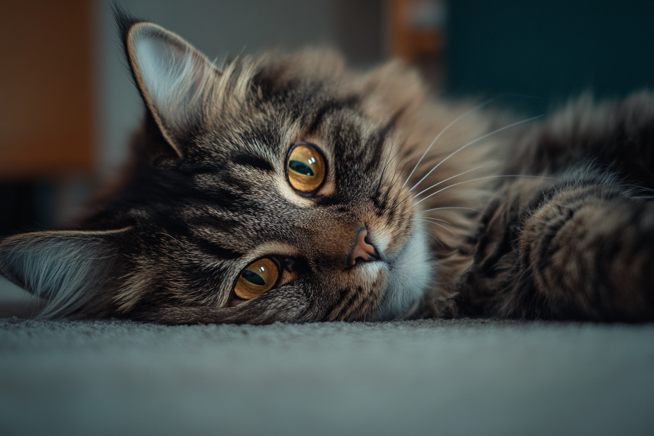 Fluffy Brown Gray Tabby Cat Portrait Canon EOS R5