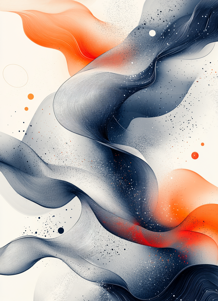 Fluid and Modern Abstract Composition with Geometric Shapes