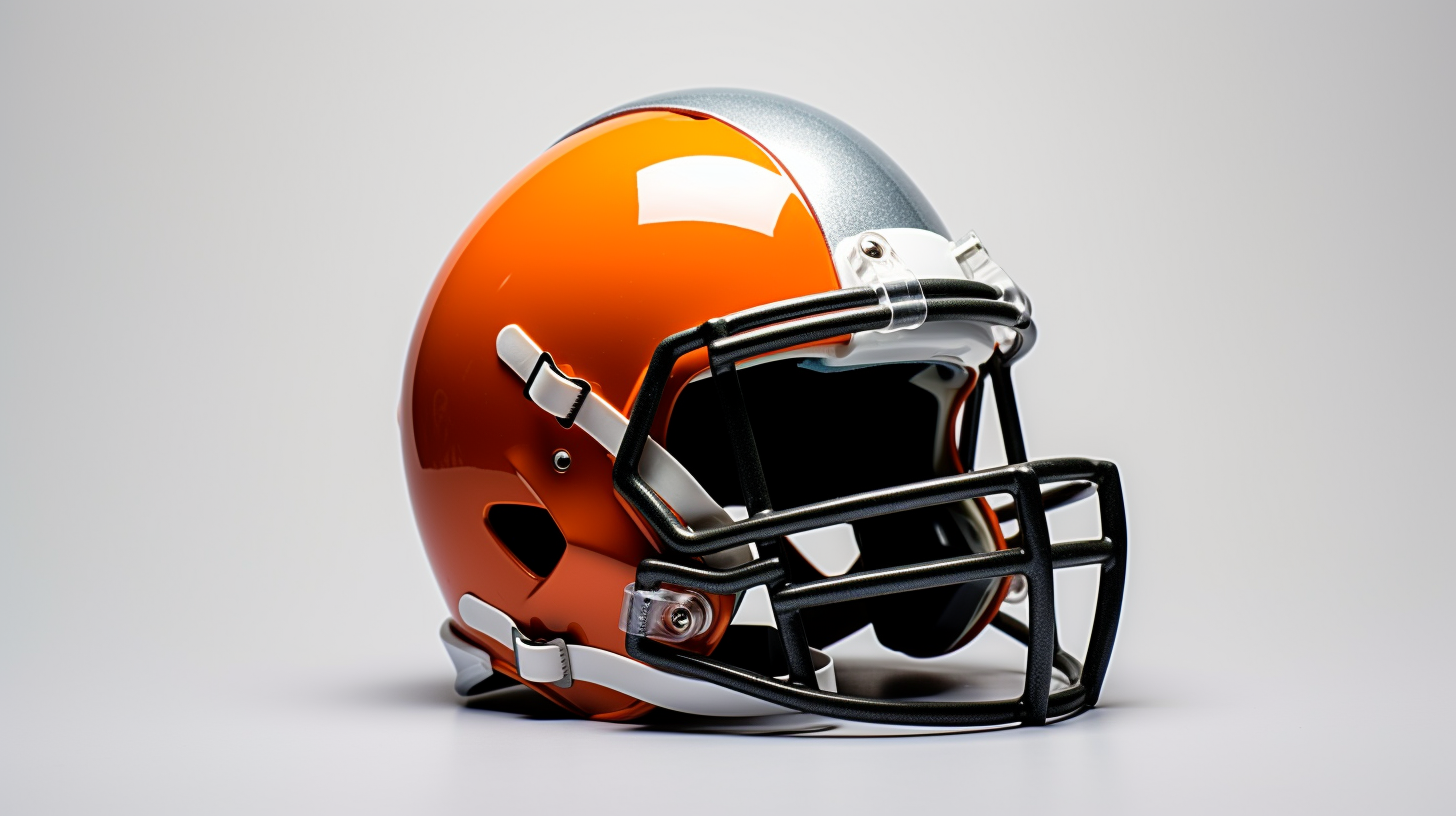 Football Helmet in Reverse View on White Background