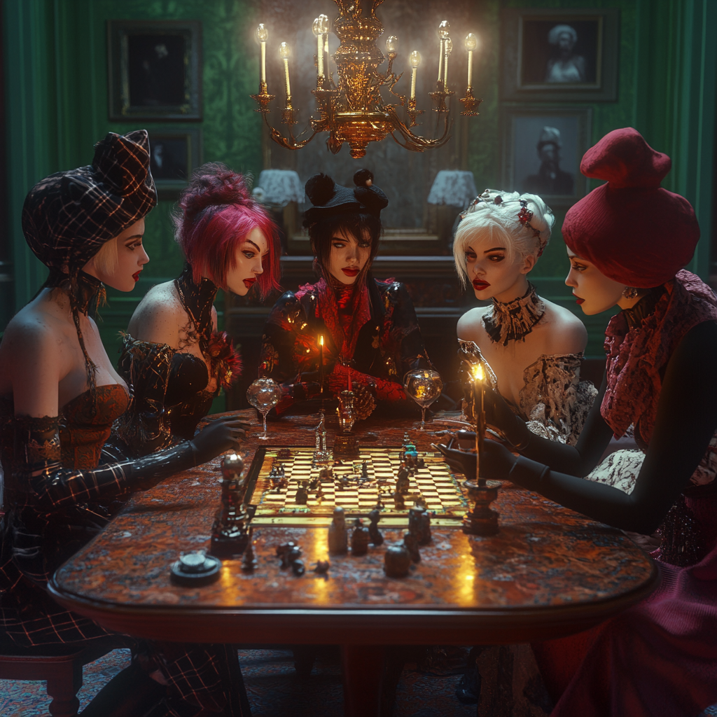 Four models play high stakes board game.