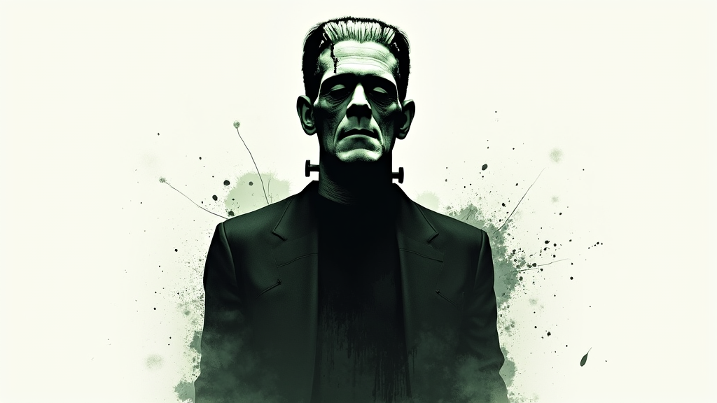 Frankenstein's Monster: Eerie, Symmetrical Ink Blotch Design