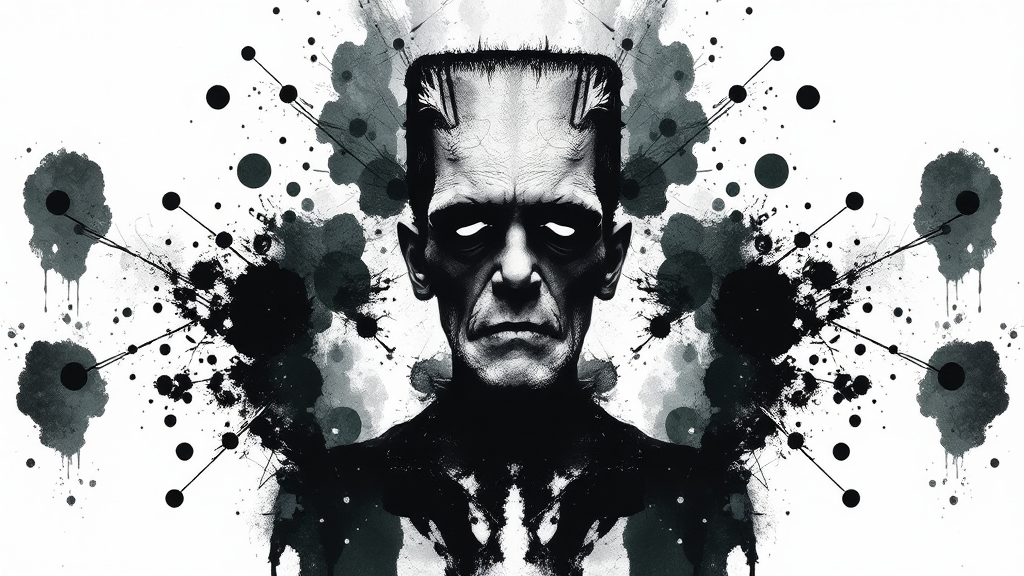 Frankenstein's Monster: Eerie Ink Blotch Representation