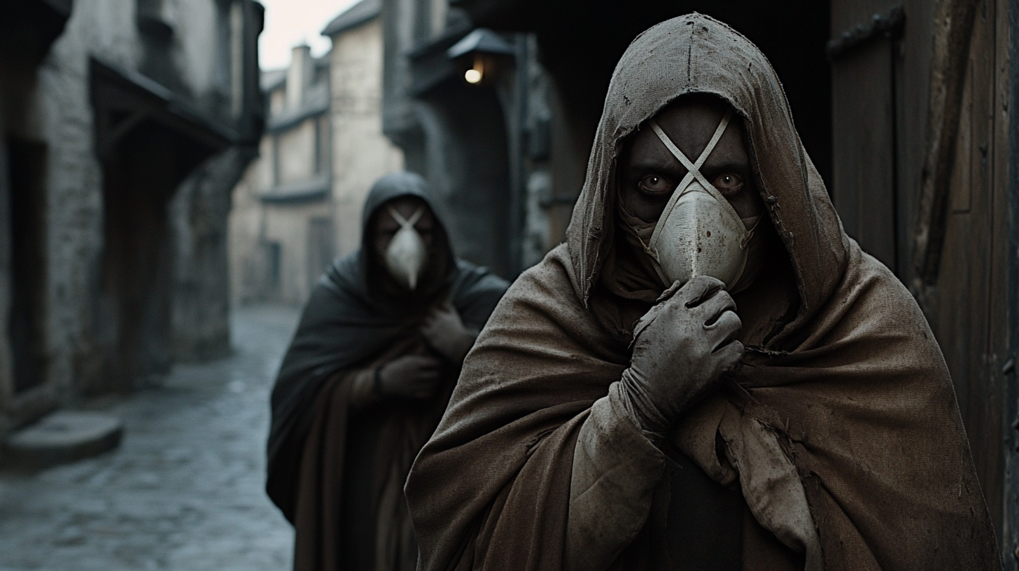 French City During Black Plague: Empty Streets, Marked Doors