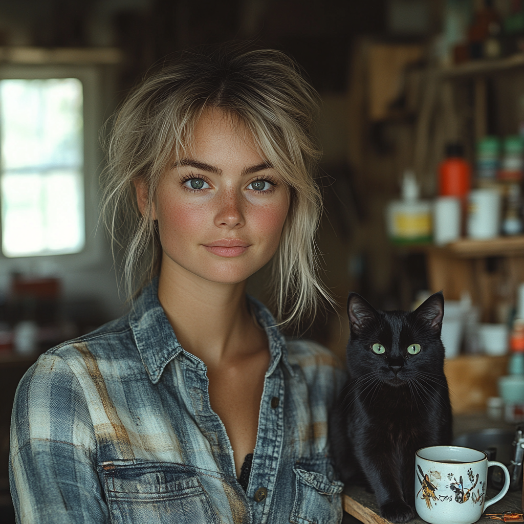 Fresh faced woman in salon by California ocean.