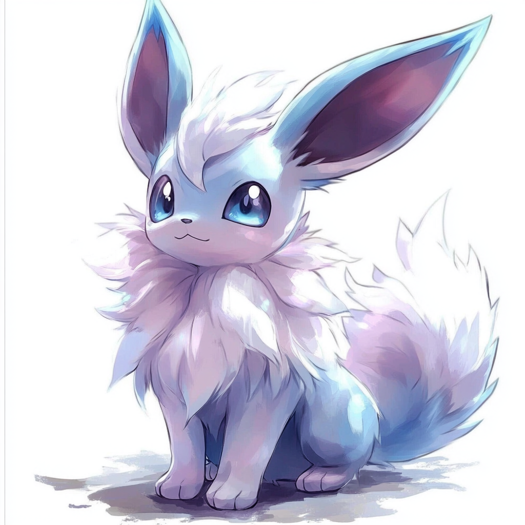 Friendly anime creature resembling Eevee and Sobble.