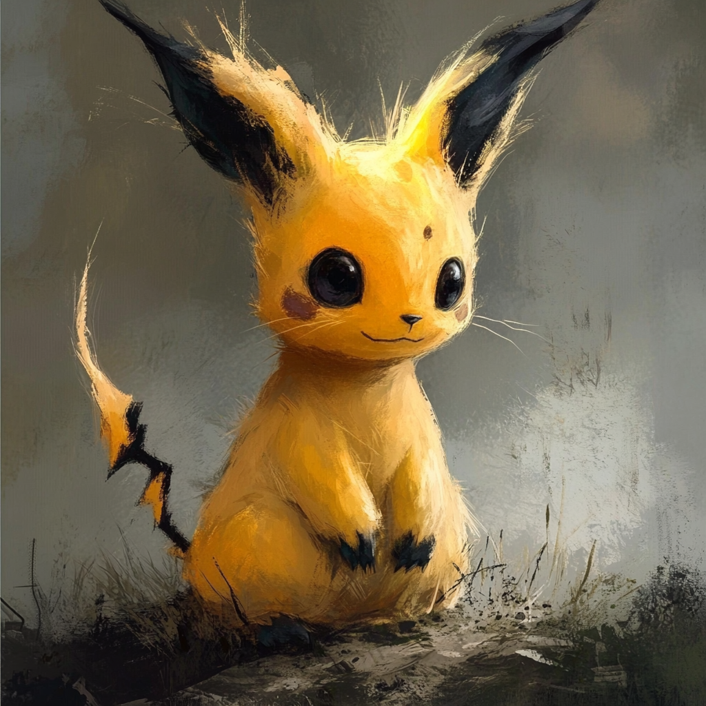 Friendly creature with features of Pikachu and Mimikyu.