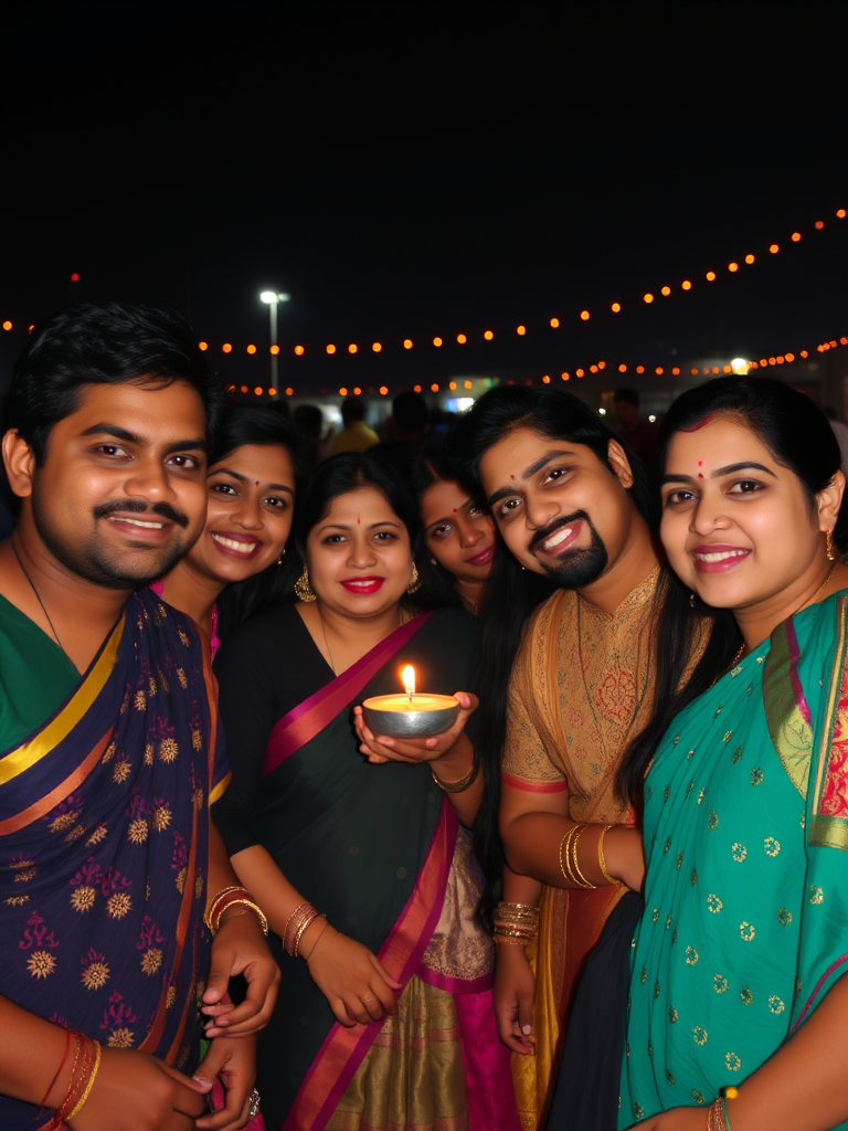 Friends celebrating Diwali in Canada.