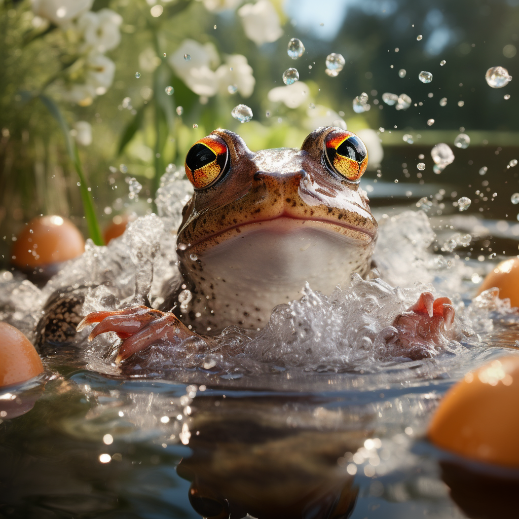 Frog eggs in water