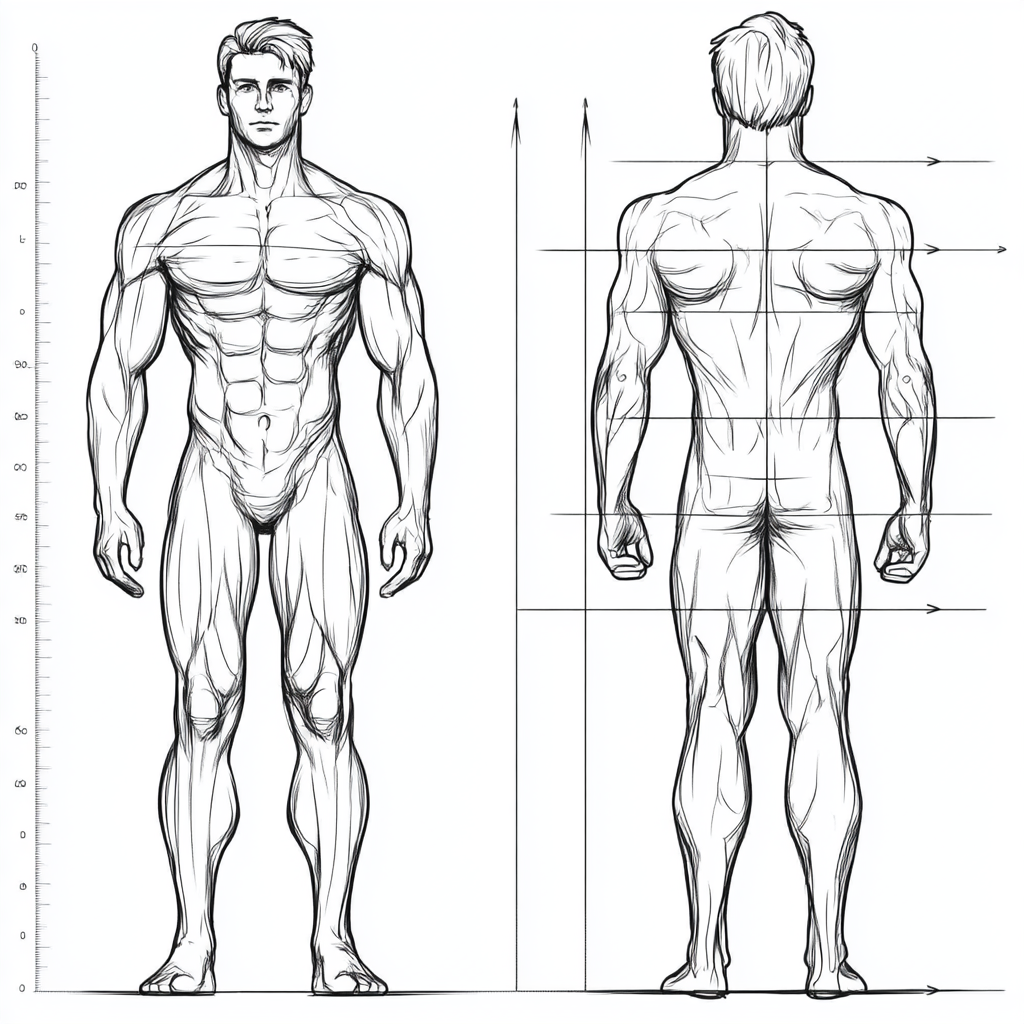 Front-facing male figure, 160 cm height, compact proportions.