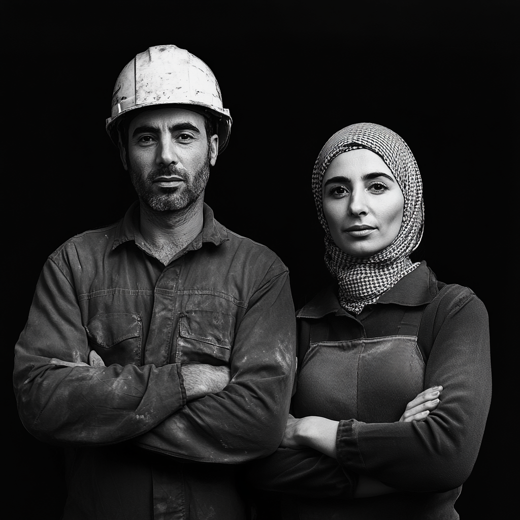 Front image of builder and architect with folded hands.