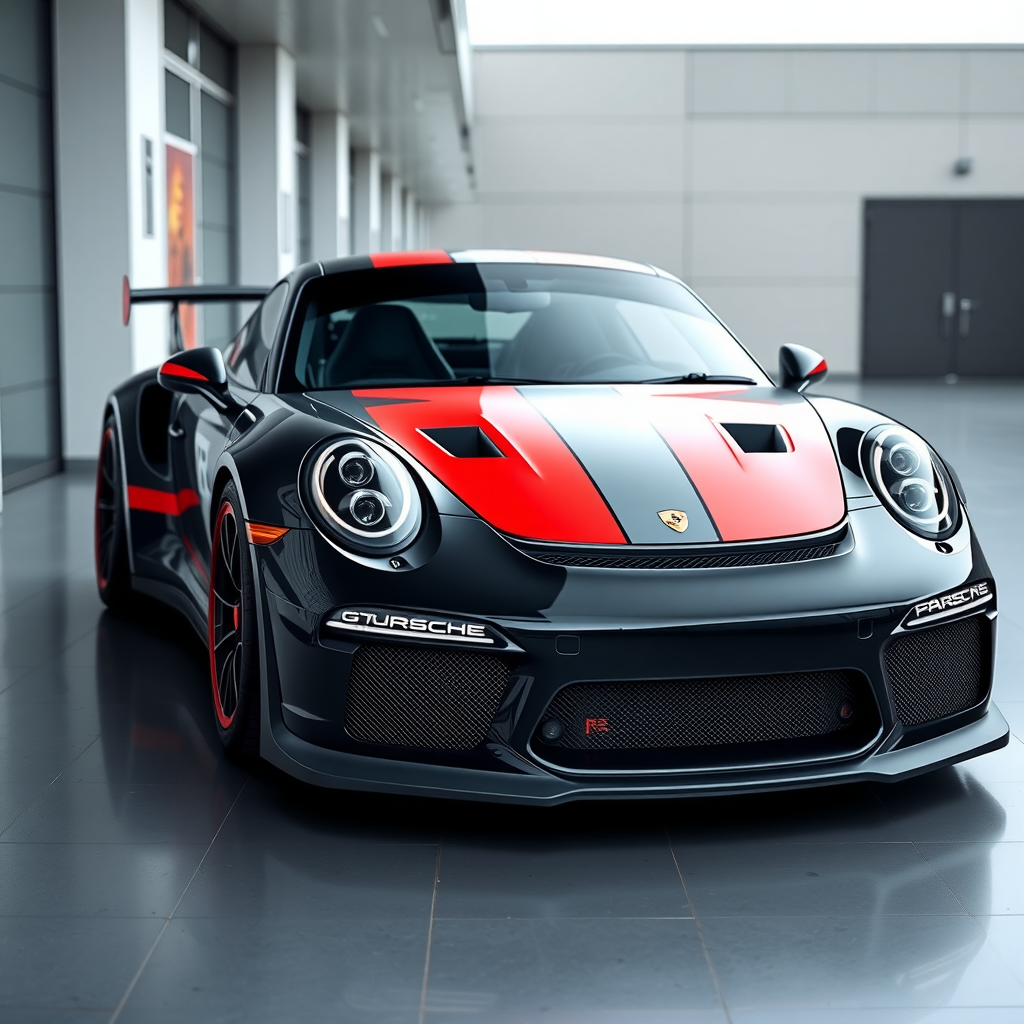 Front view of Porsche 911 GT3 RS race