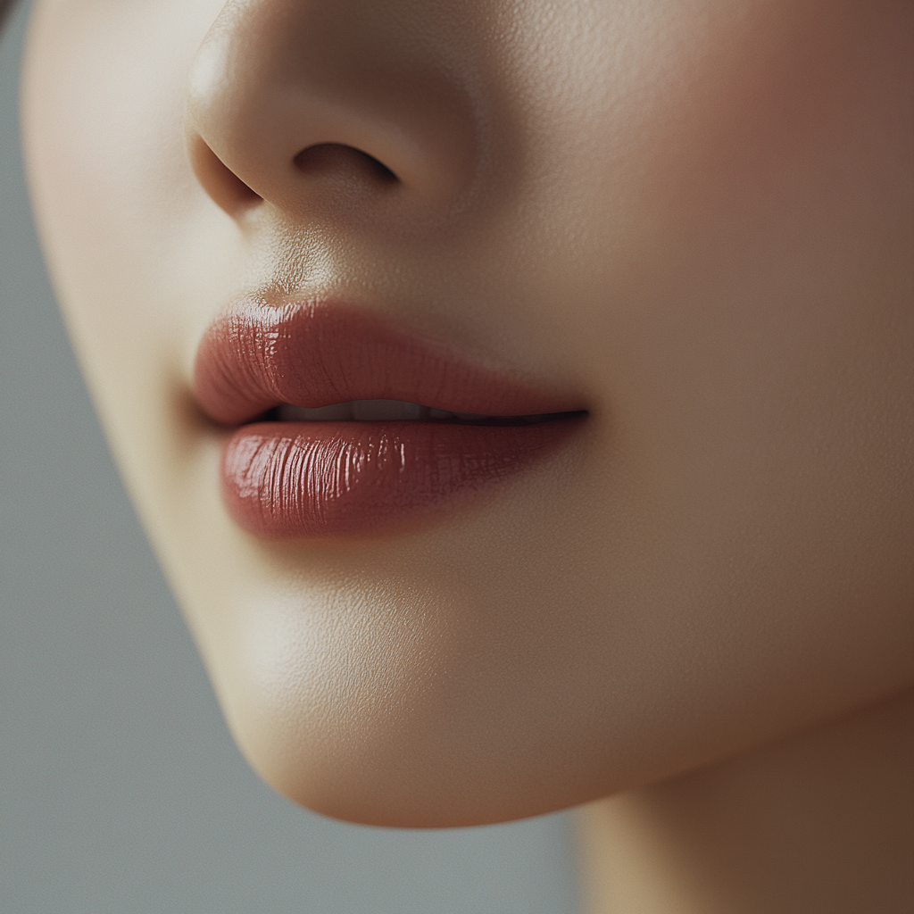 Frontal view of Southeast Asian woman with plump lips.