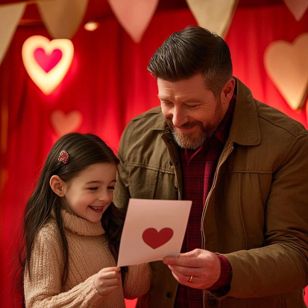 Fun Circus-Themed Father Daughter Photo with Hearts and Joy