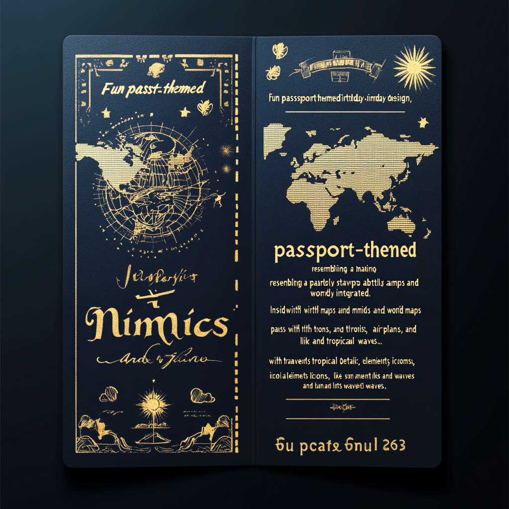 Fun passport birthday invitation with travel theme.