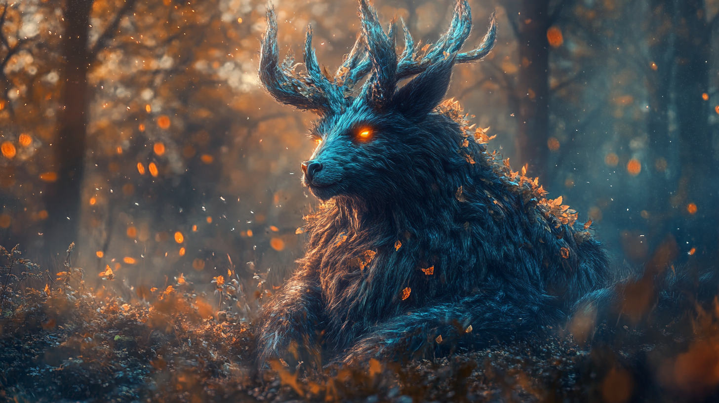 Furry mythical creature in realistic fantasy background photography.