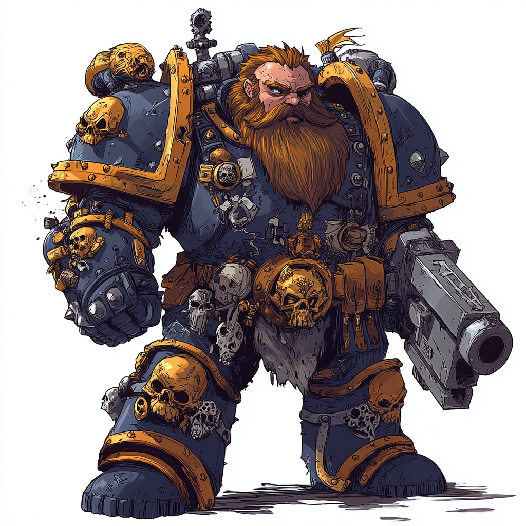 Fusion de Ultra Space Marine et nain barbu.