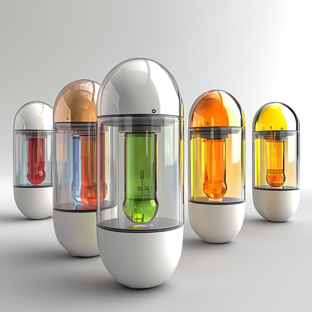 Futuristic, sleek capsules by Kraft Heinz with nutrients for athletes.