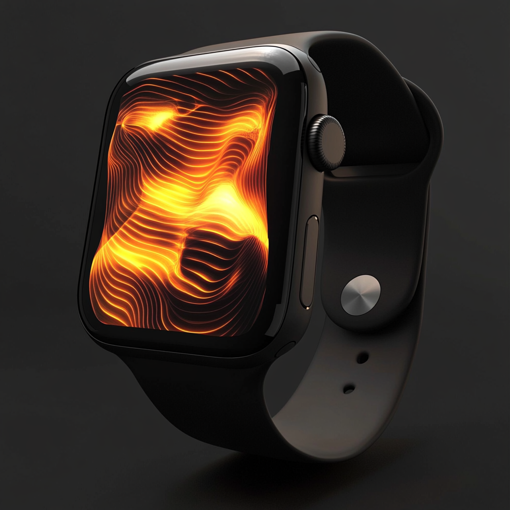 Futuristic 3D Apple Watch Case: Flowing Curves, Bold Lines.