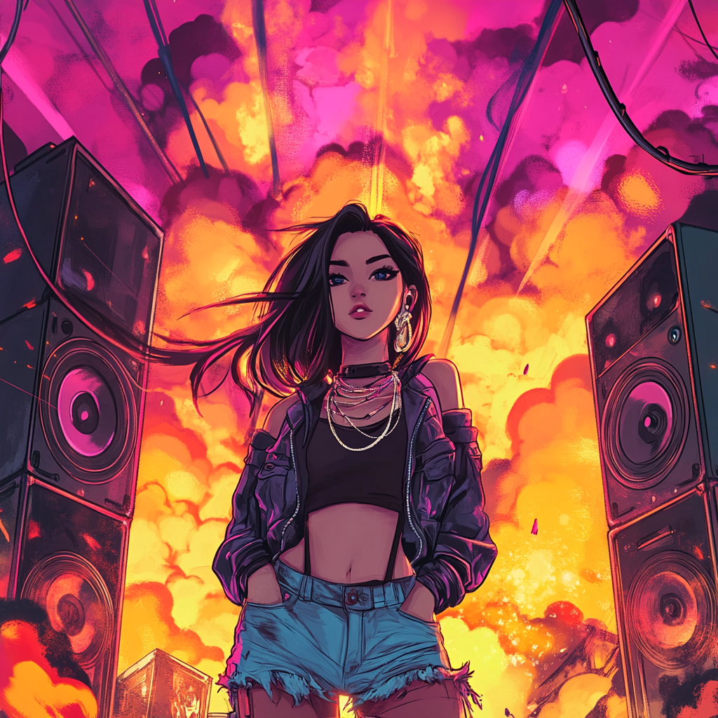 Futuristic Asian Cartoon EDM Album Cover