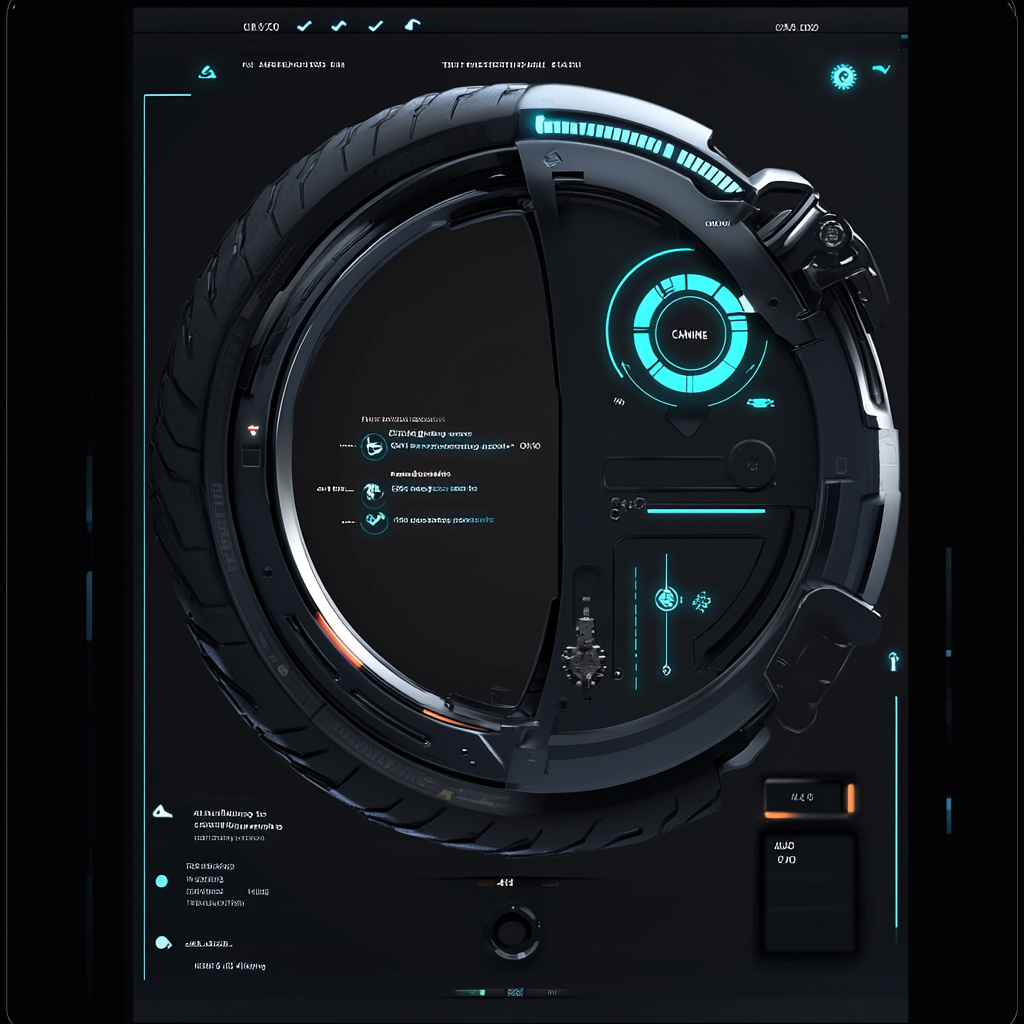 Futuristic Bike Parts Monitoring Interface with Progress Bars