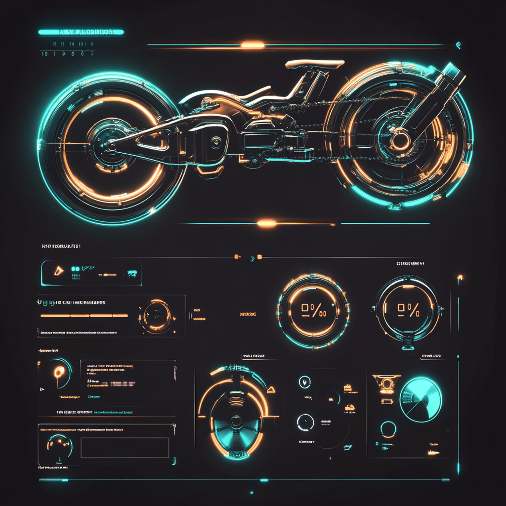 Futuristic Bike Transformer: Icon Progress Bars and Change Button