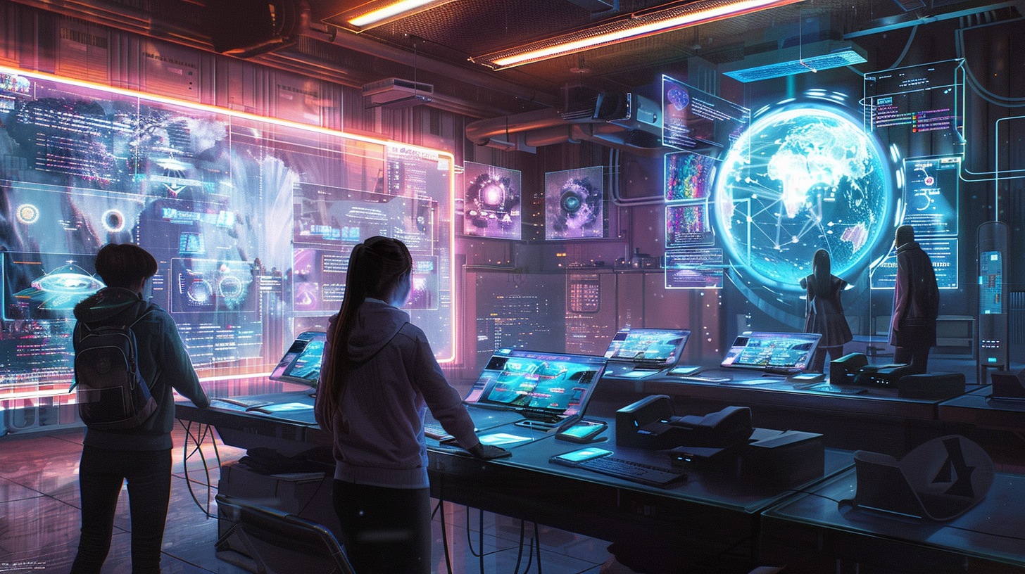 Futuristic Classroom: Holographic Displays & Immersive Historical Events